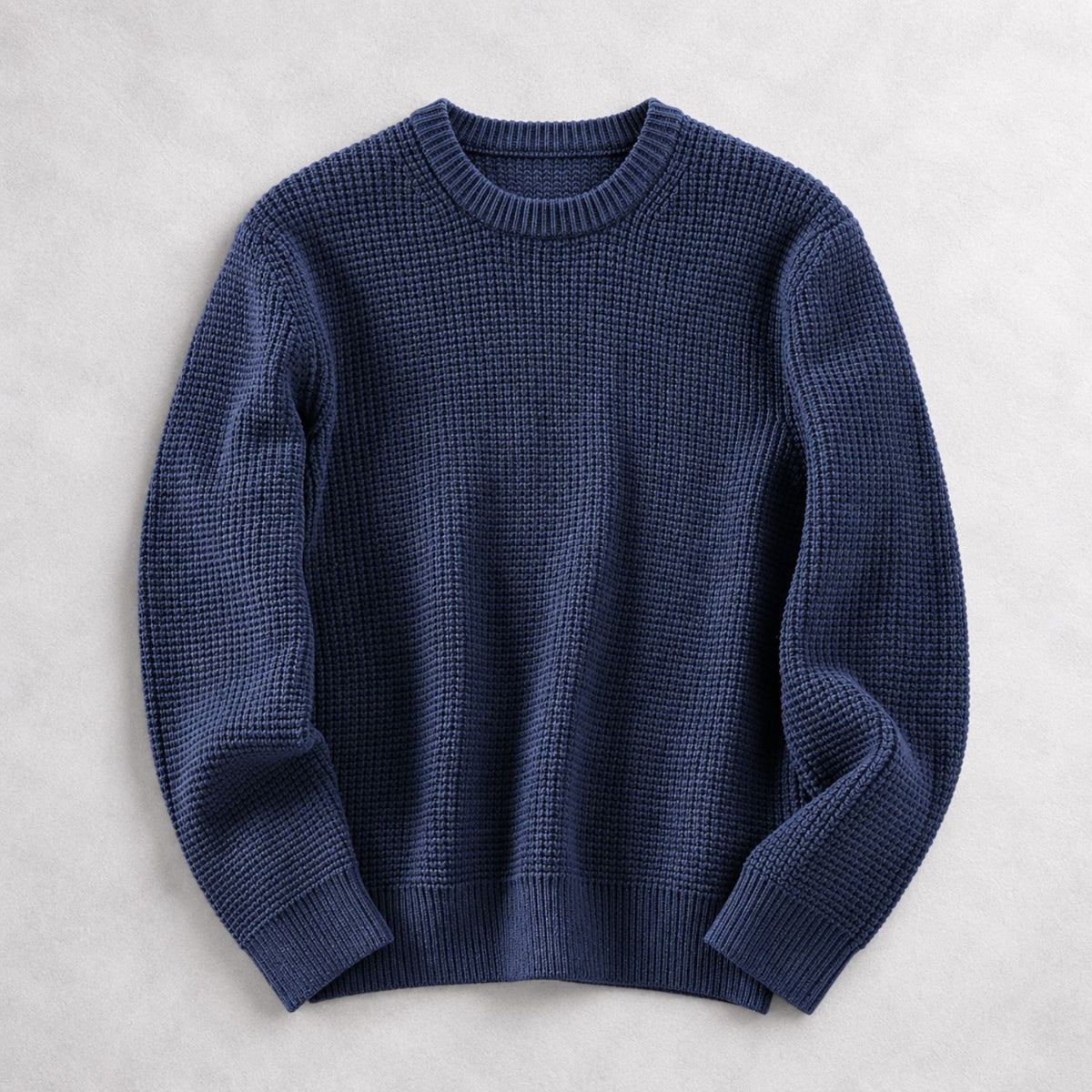 KELVARO ゆったり Oネック ワッフルニットトップス