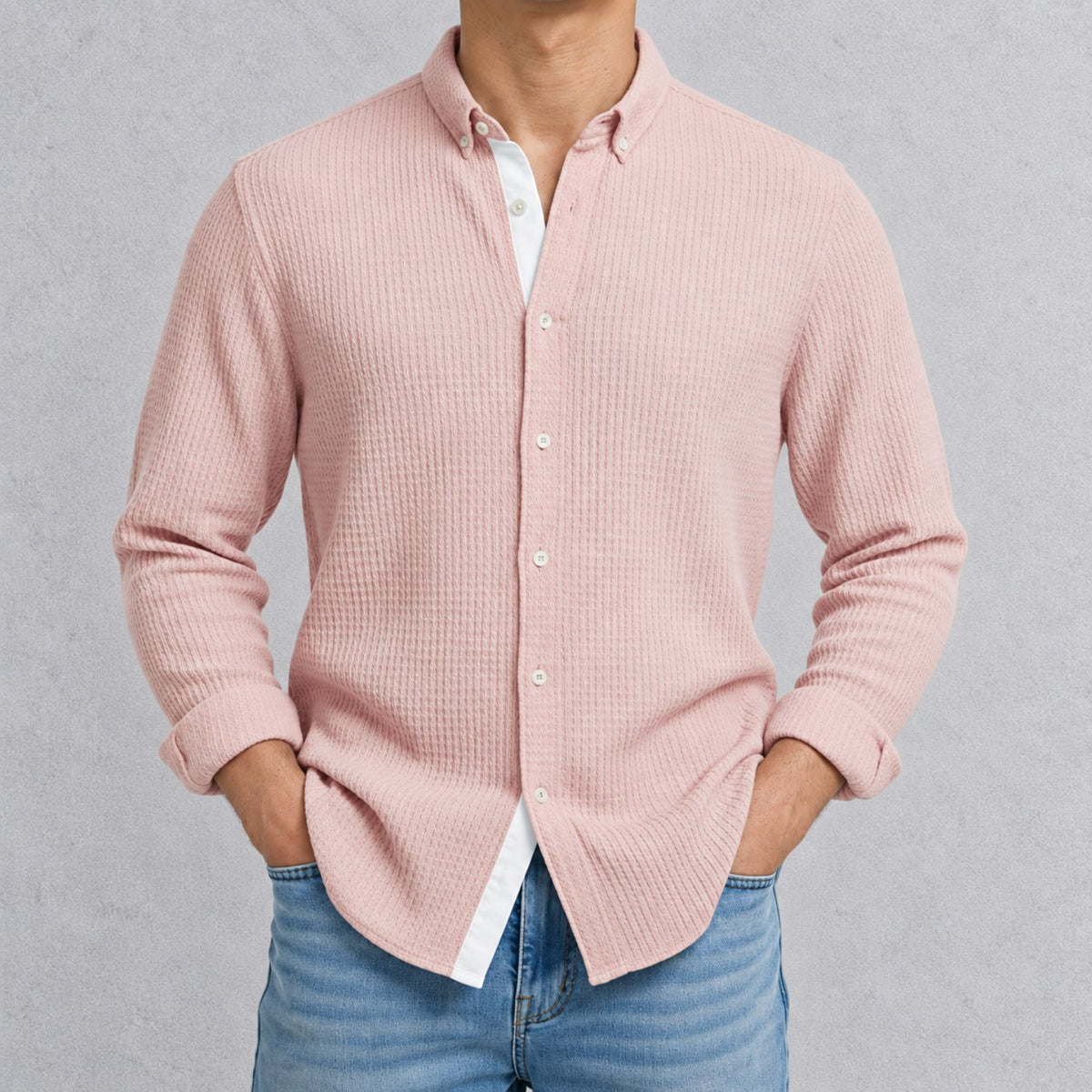 CALVORO ワッフルニット シャツカーディガン