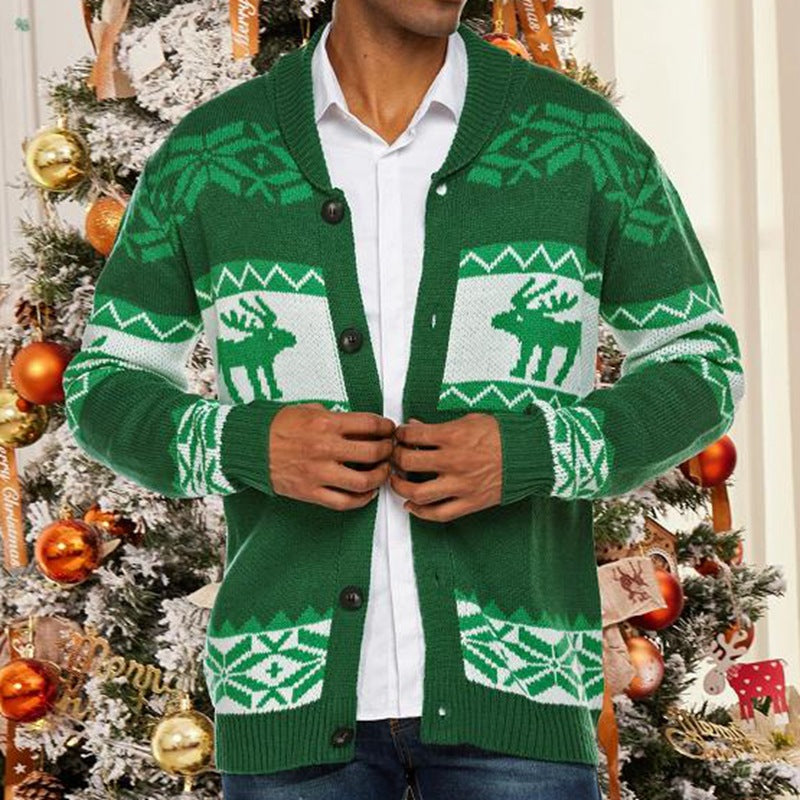 NOEL クリスマスジャカードボタンカーディガン